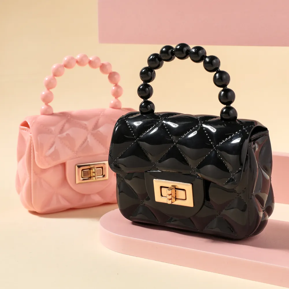 tout-petit/enfant couleur pure géométrie lingge perle sac à main embrayage sac à main pour les filles big image 5