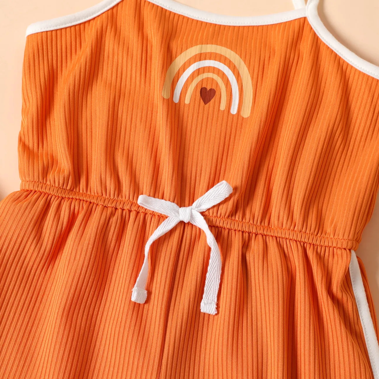طفلة صغيرة قوس قزح طباعة bowknot تصميم كامي رومبير بذلة السراويل البرتقالي big image 1