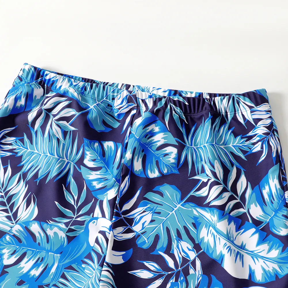 Family Matching Plant Floral Print Scallop Trim One-piece/Two-piece Swimsuit or Swim Trunks Shorts  big image 9