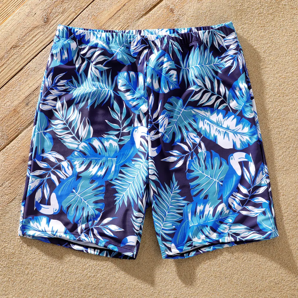 Family Matching Plant Floral Print Scallop Trim One-piece/Two-piece Swimsuit or Swim Trunks Shorts  big image 8