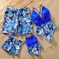 Family Matching Plant Floral Print Scallop Trim One-piece/Two-piece Swimsuit or Swim Trunks Shorts  image 1