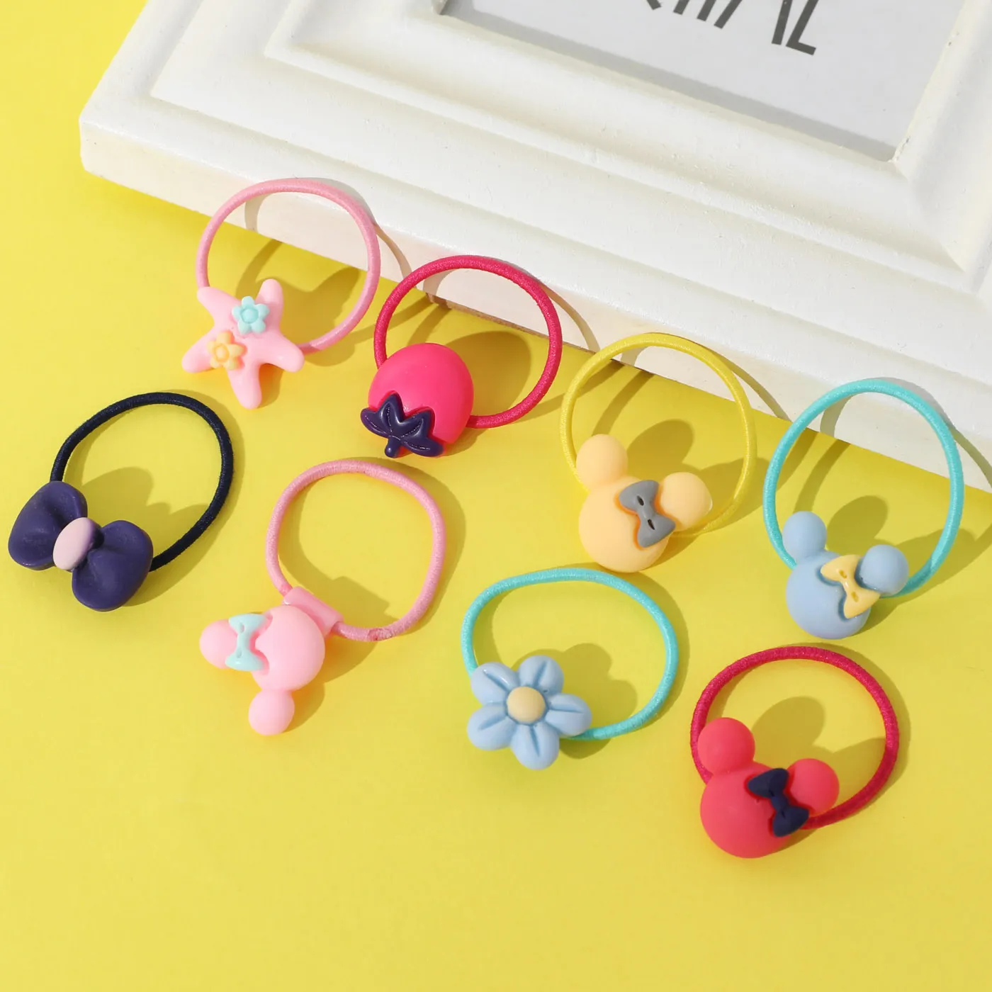 50-pack Floral Bow Cartoon Decor Multicolor Elastics Hair Ties for Girls Color block image 2