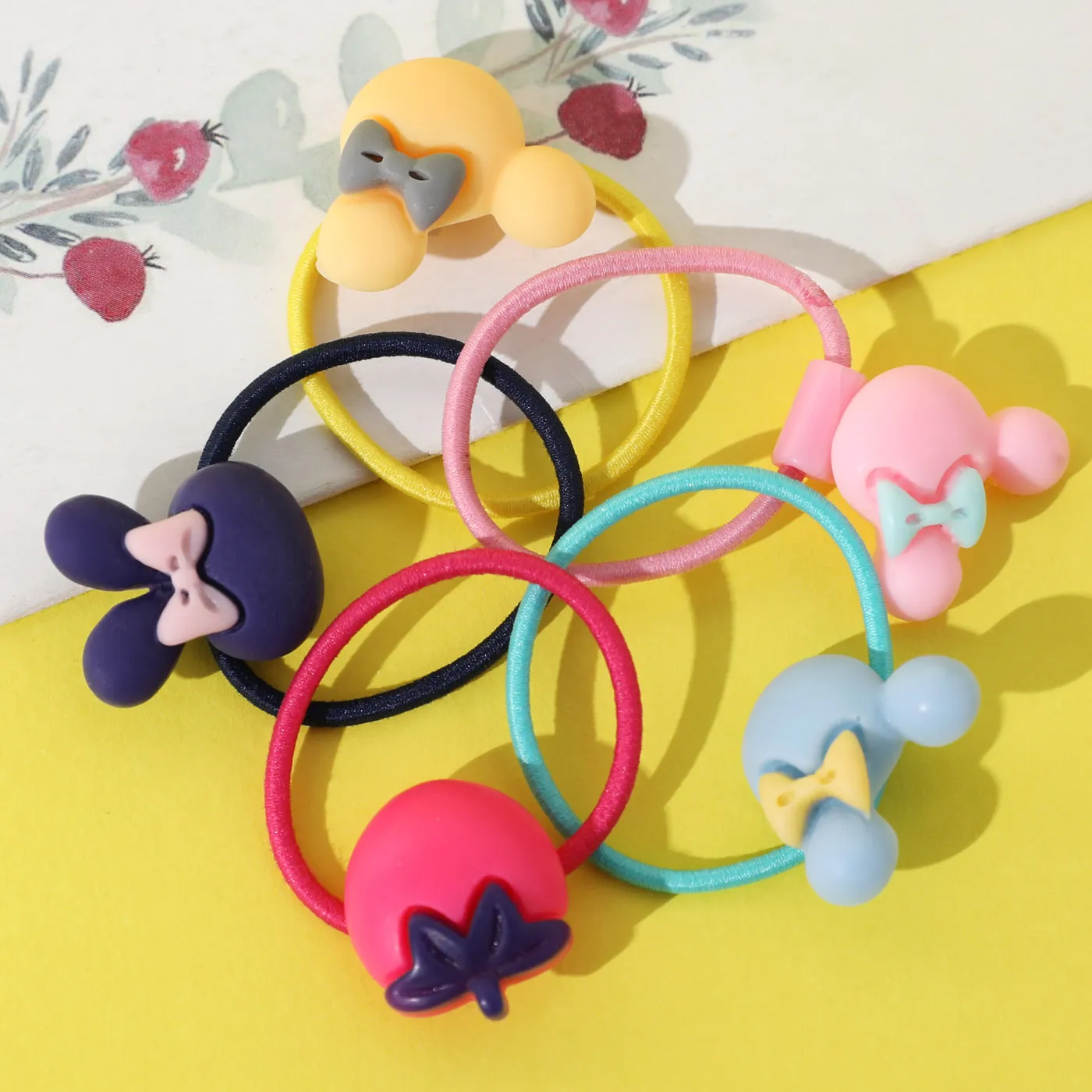 50-pack Floral Bow Cartoon Decor Multicolor Elastics Hair Ties for Girls Color block image 3