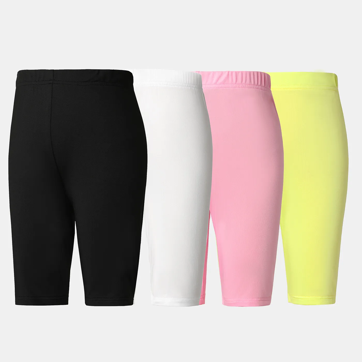 Shorts legging elástico de cor sólida para menina infantil  image 2