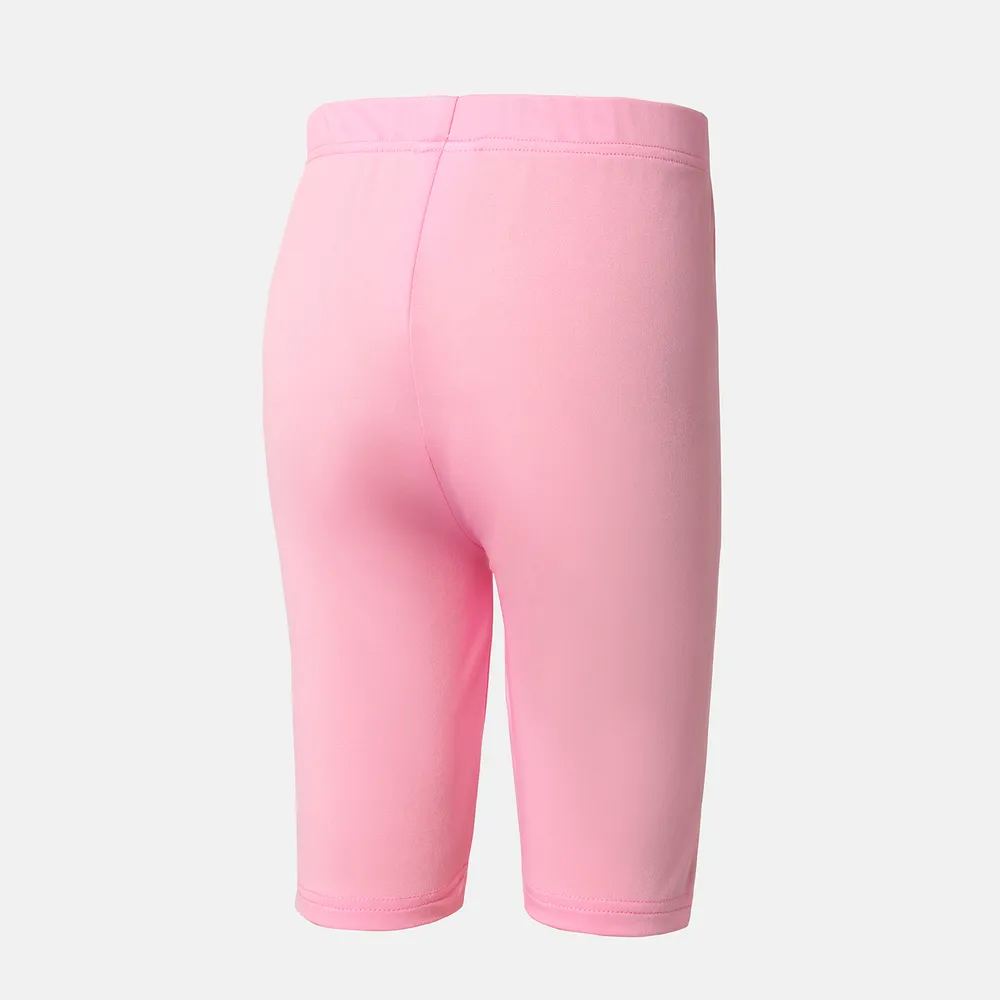 pantalones cortos elásticos de color sólido para niña niño big image 5