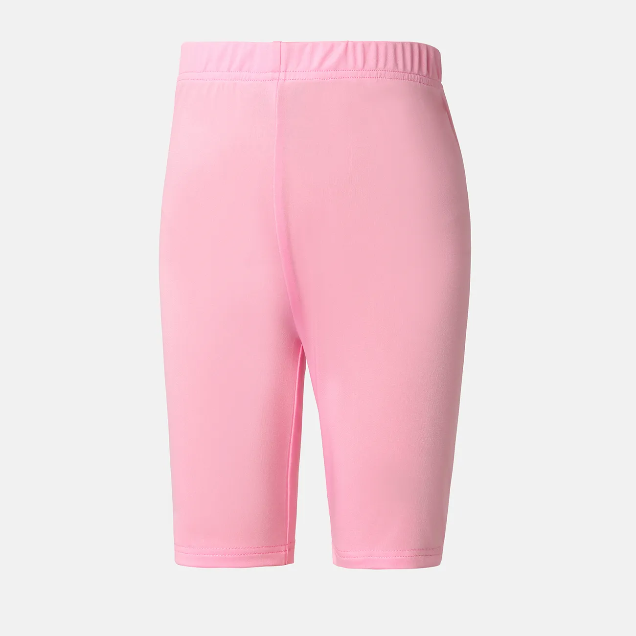 Kid Girl Solid Color Elasticized Leggings Shorts Pink big image 1