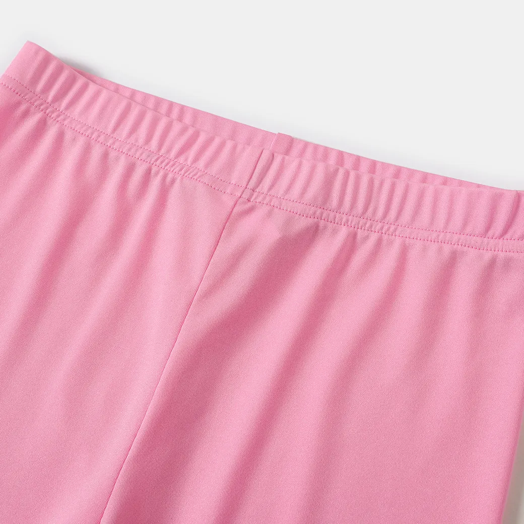 pantalones cortos elásticos de color sólido para niña niño Rosado big image 1