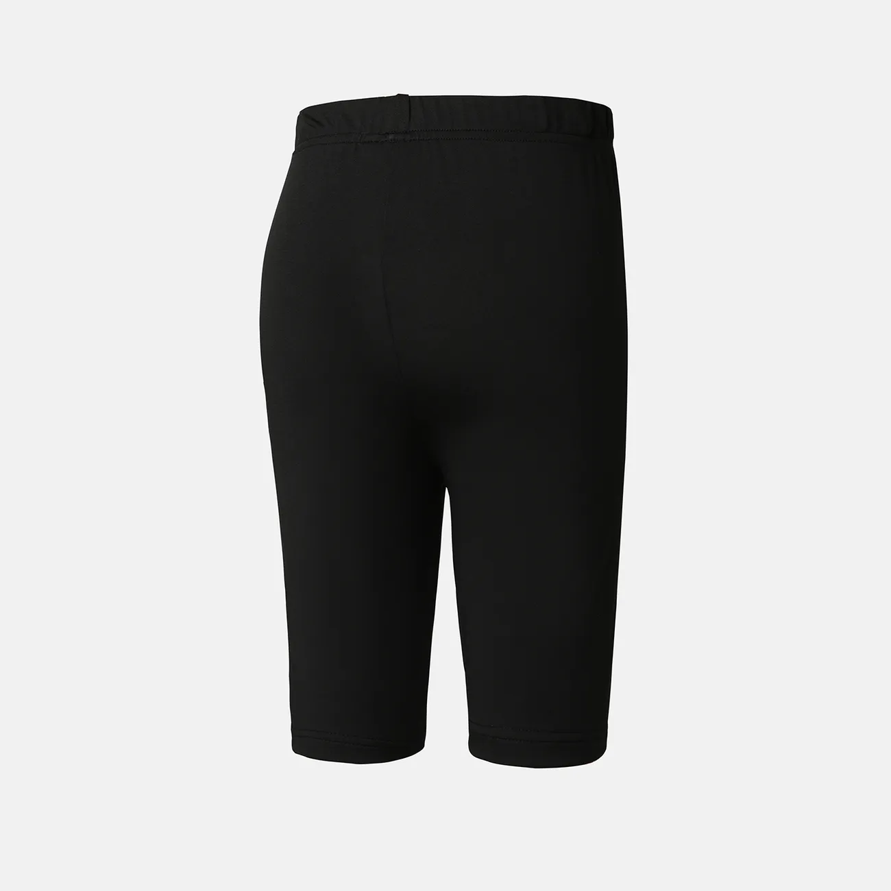 pantalones cortos elásticos de color sólido para niña niño Negro big image 1