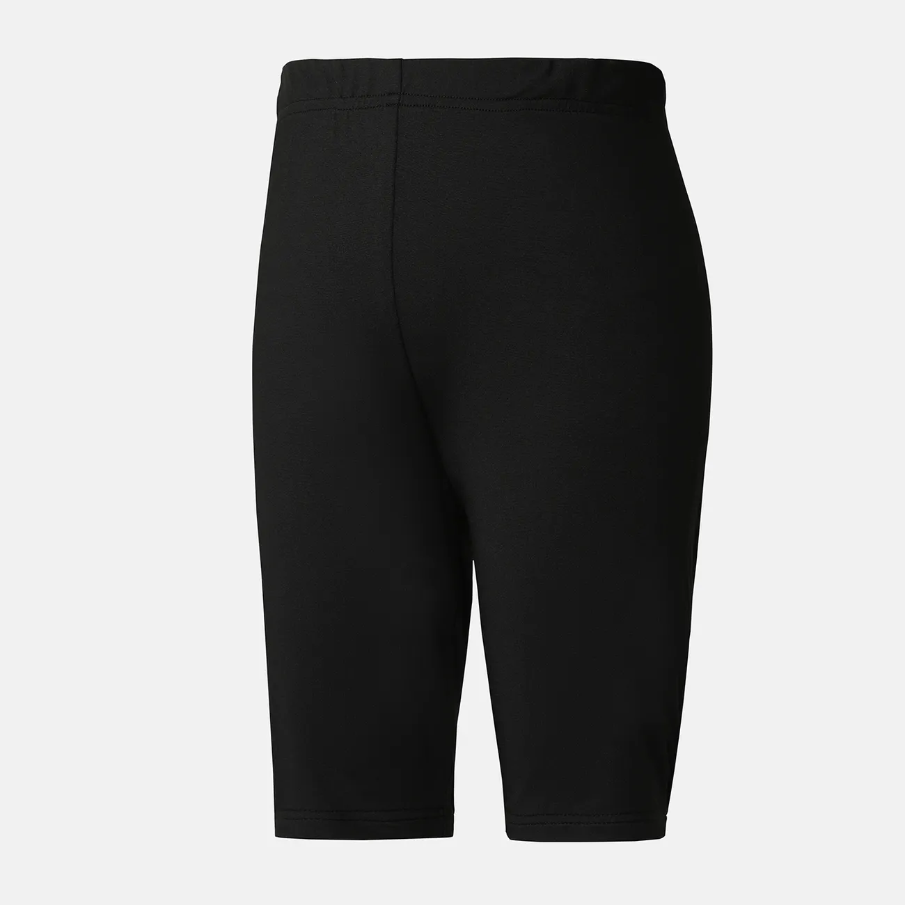 pantalones cortos elásticos de color sólido para niña niño Negro big image 1