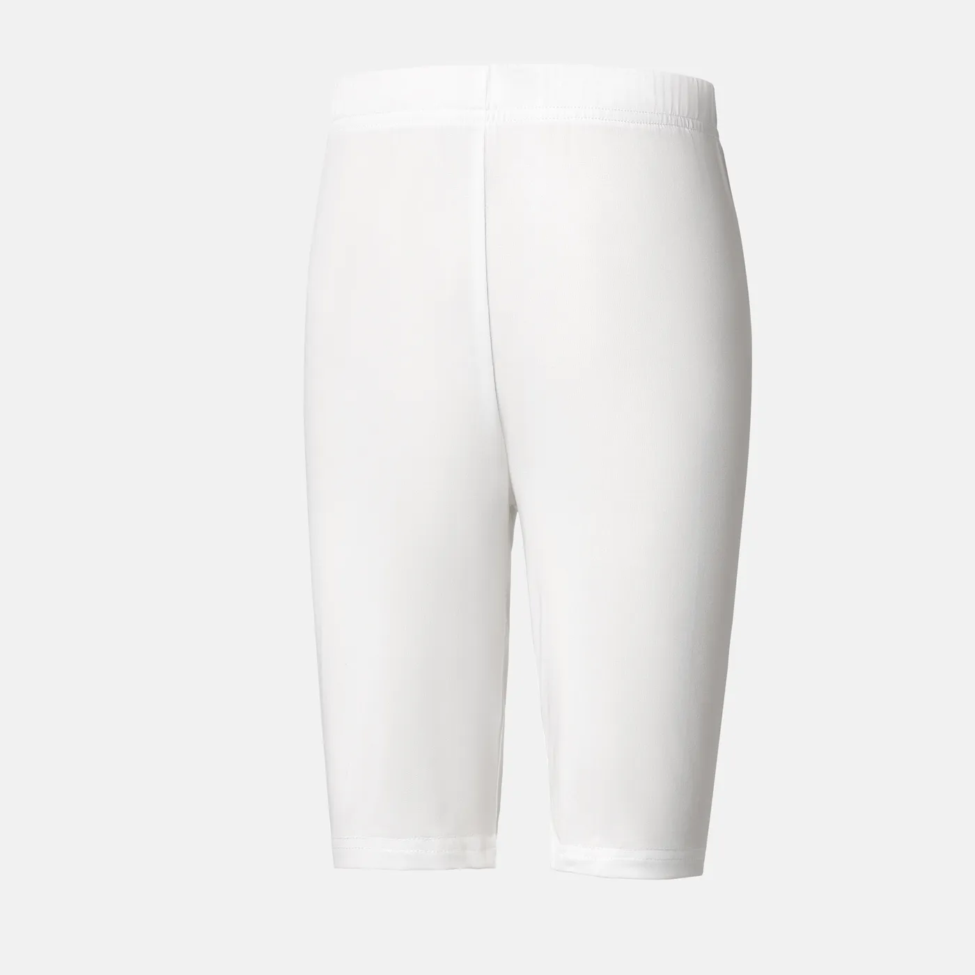 Shorts legging elástico de cor sólida para menina infantil Branco