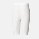 Shorts legging elástico de cor sólida para menina infantil Branco