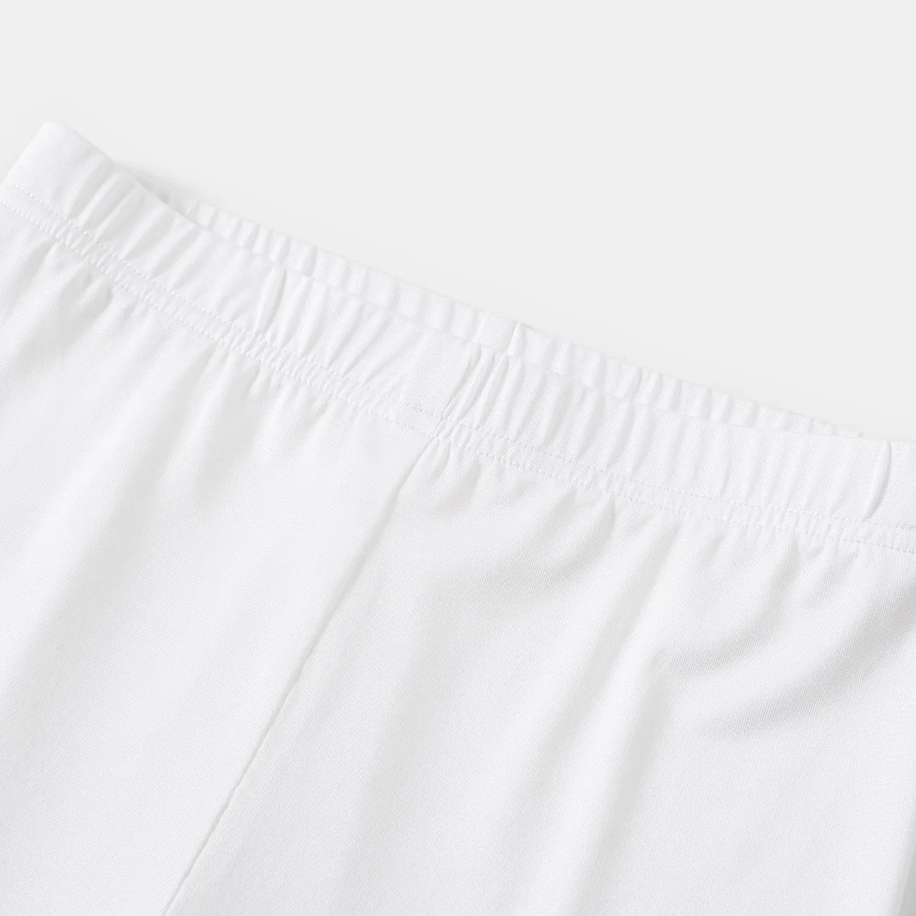 pantalones cortos elásticos de color sólido para niña niño Blanco big image 1