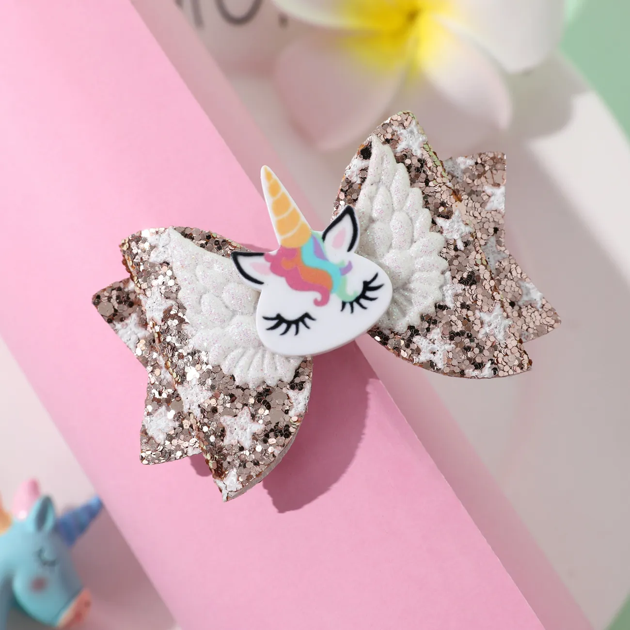 Sequin Bow Unicorn Hair Clip Princess Hair Accessory for Girls Color-A big image 1