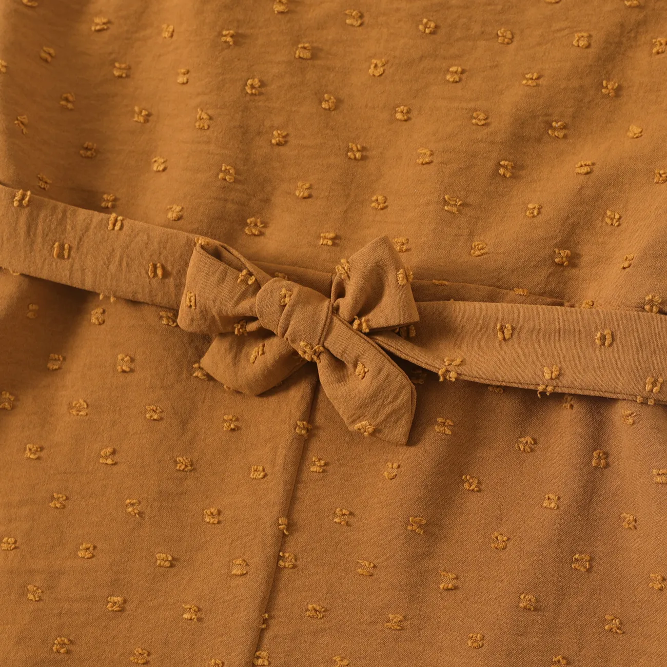 Family Matching Khaki V Neck Sleeveless Ruffle Wrap Dresses and Colorblock Short-sleeve T-shirts Sets Khaki big image 1