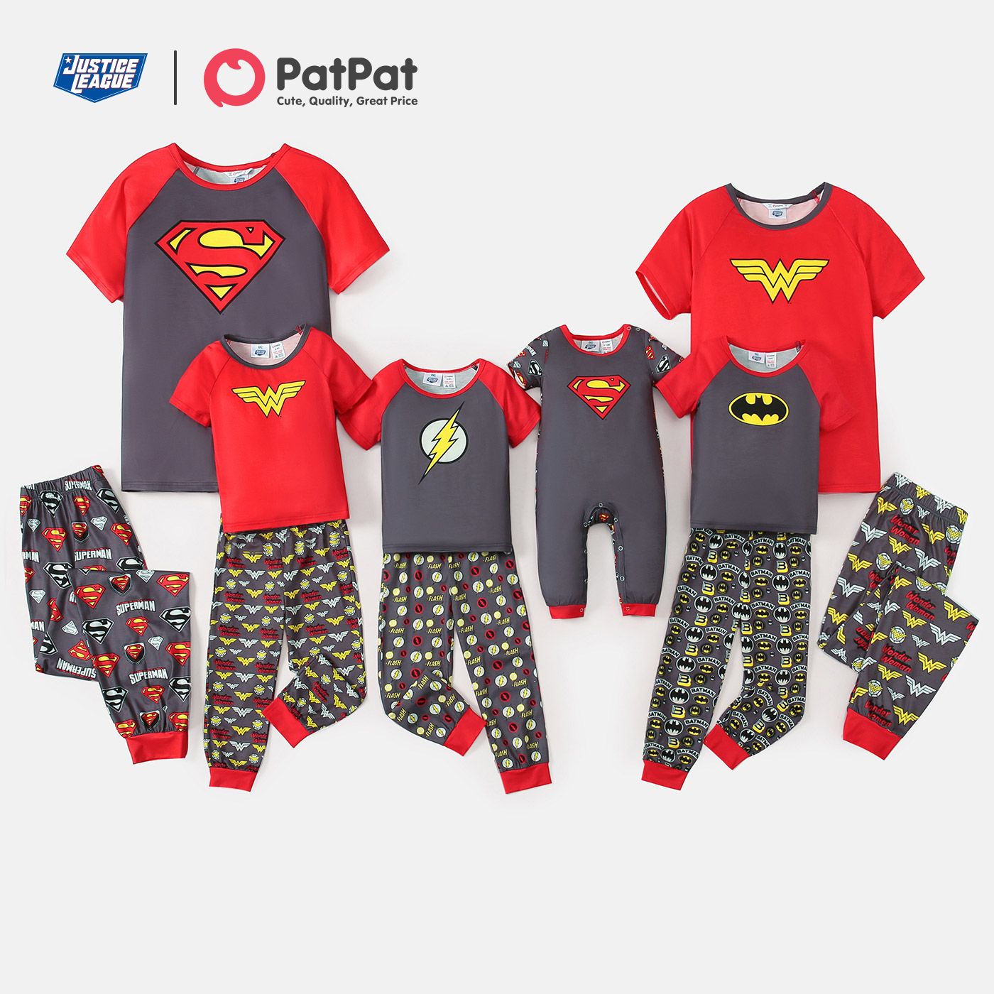

Justice League Family Matching Super Heroes Logo Top and Allover Pants Sets