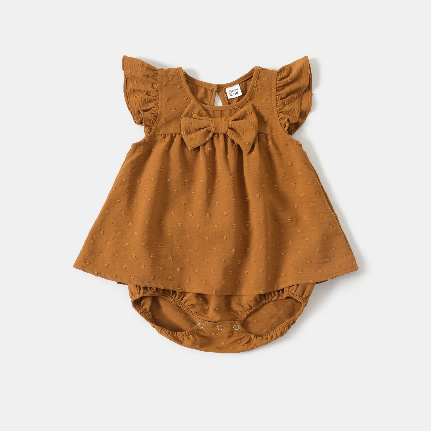 Family Matching Khaki V Neck Sleeveless Ruffle Wrap Dresses and Colorblock Short-sleeve T-shirts Sets Khaki big image 1