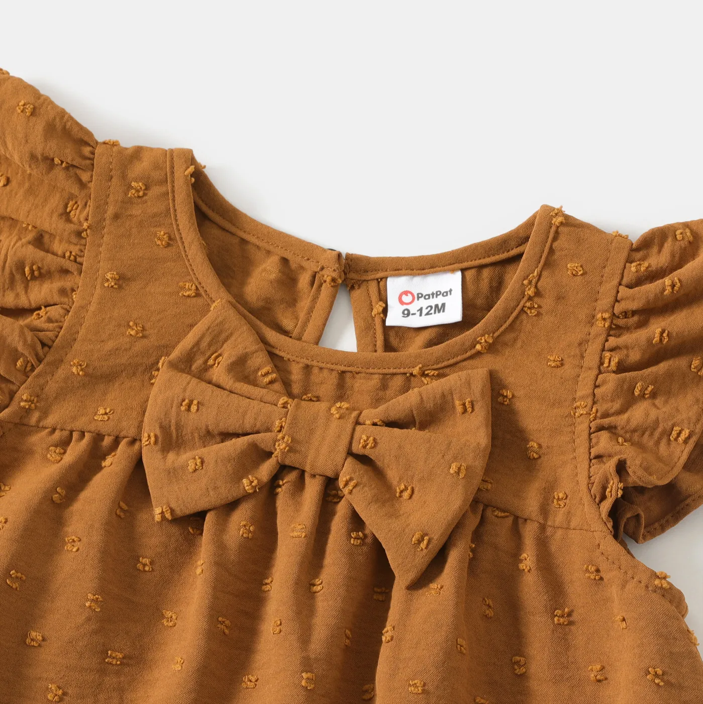 Family Matching Khaki V Neck Sleeveless Ruffle Wrap Dresses and Colorblock Short-sleeve T-shirts Sets Khaki image 3
