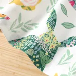 2pcs Baby Girl Solid Ribbed Short-sleeve Ruffle Top and Allover Rabbit Print Sleeveless Dress Set GrayGreen image 5