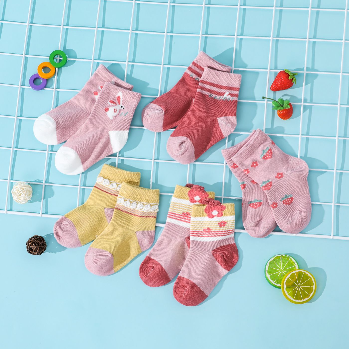 Baby / Toddler / Kid 5-pack Cartoon Print Socks for Boys and Girls