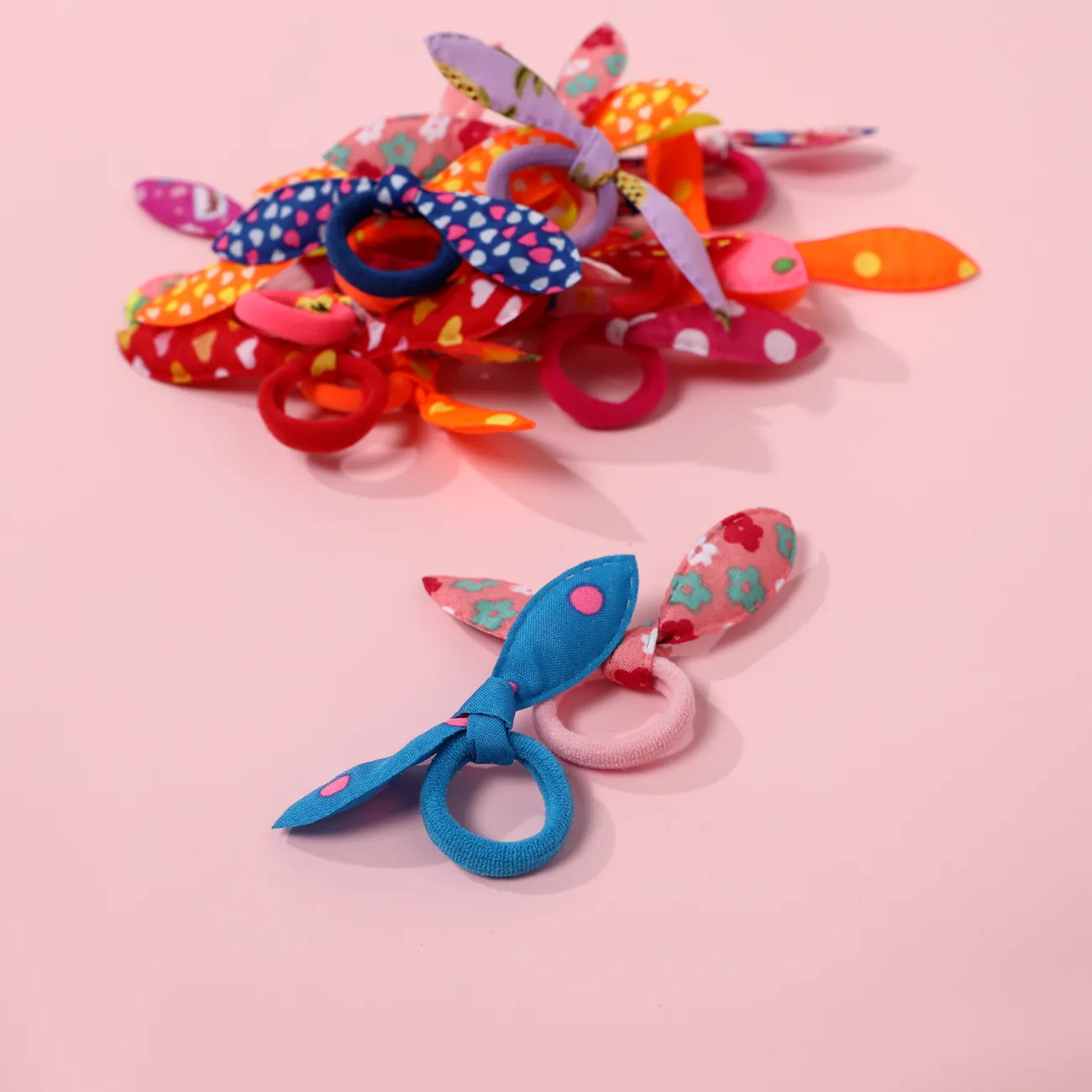 Confezione da 20 elastici per capelli con orecchie di coniglietto per ragazze (colore casuale) Colore-A big image 1