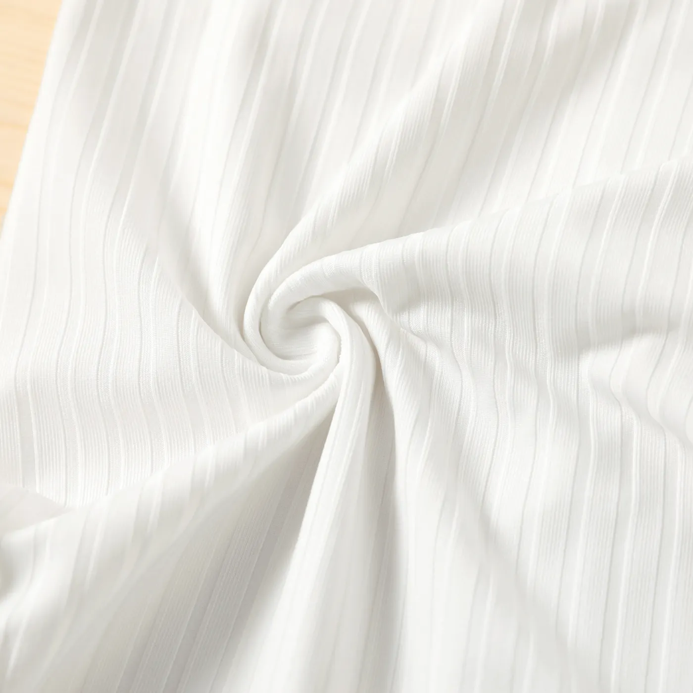 Kid Girl Solid Color Ribbed Sleeveless Dress White image 3