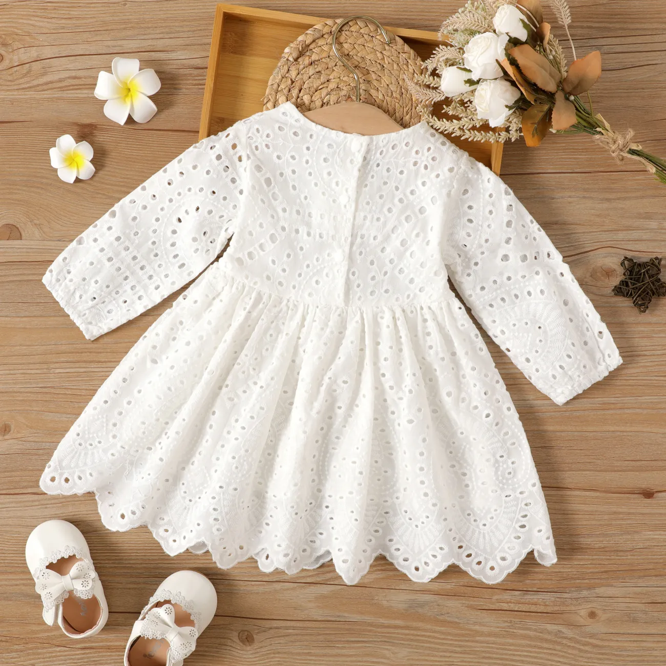 Baby Süß Langärmelig Kleider weiß big image 1