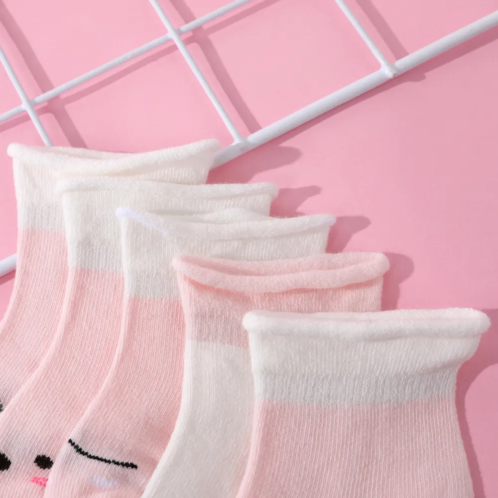 5 件裝嬰兒/幼兒條紋明星卡通圖案鬆口襪子  big image 4