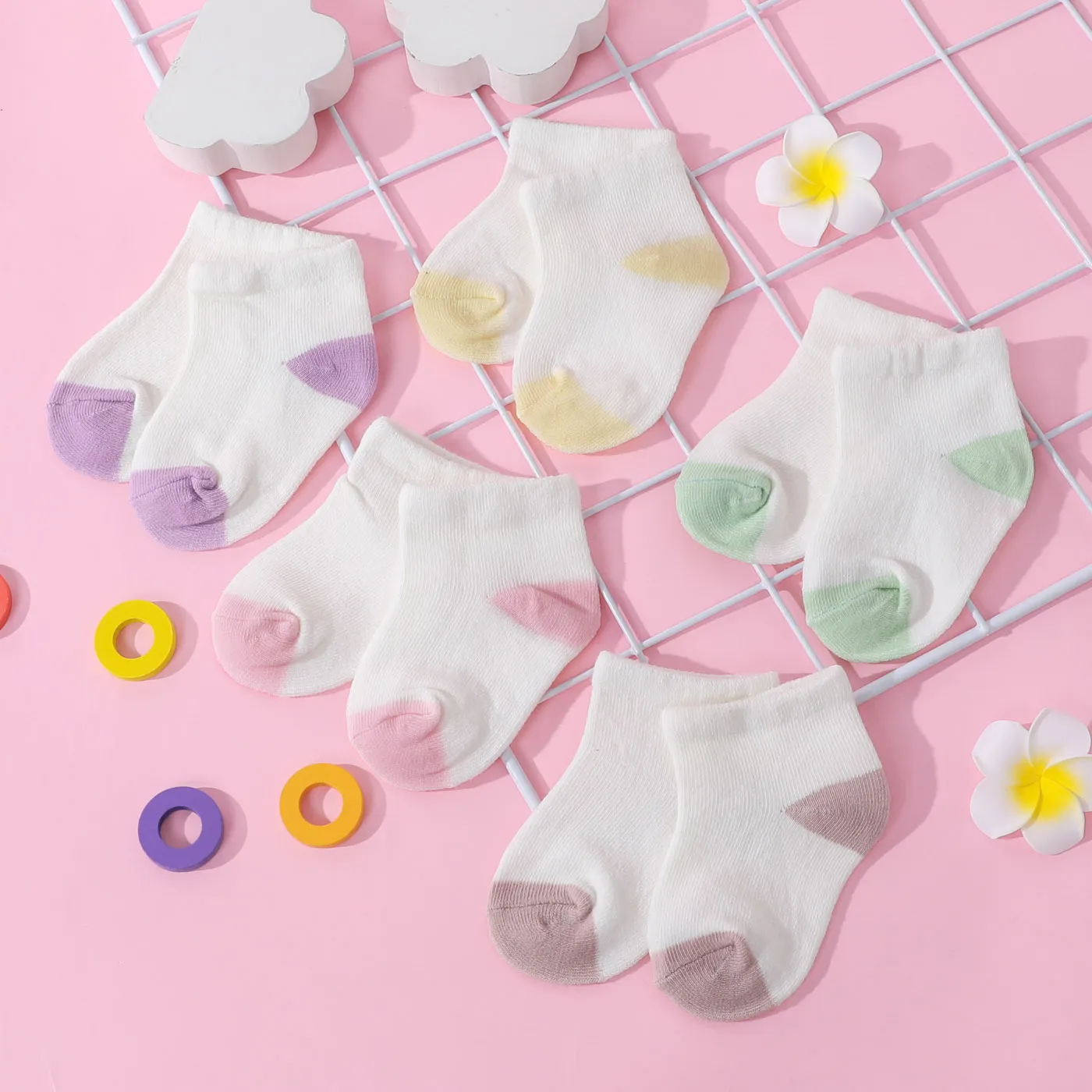 5-pack Baby / Toddler Two Tone Colorblock Loose Mouth Socks  image 3