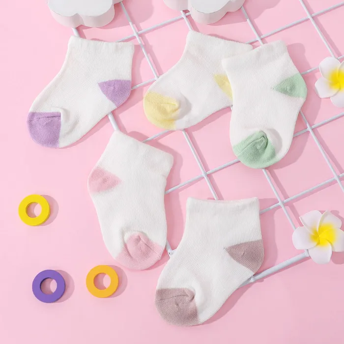 5-pack Bébé / Toddler Deux tons Colorblock Chaussettes Loose Bouche