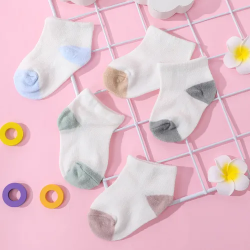 5er-Pack Baby / Kleinkind Zweifarbige Colorblock Lose Mouth Socken