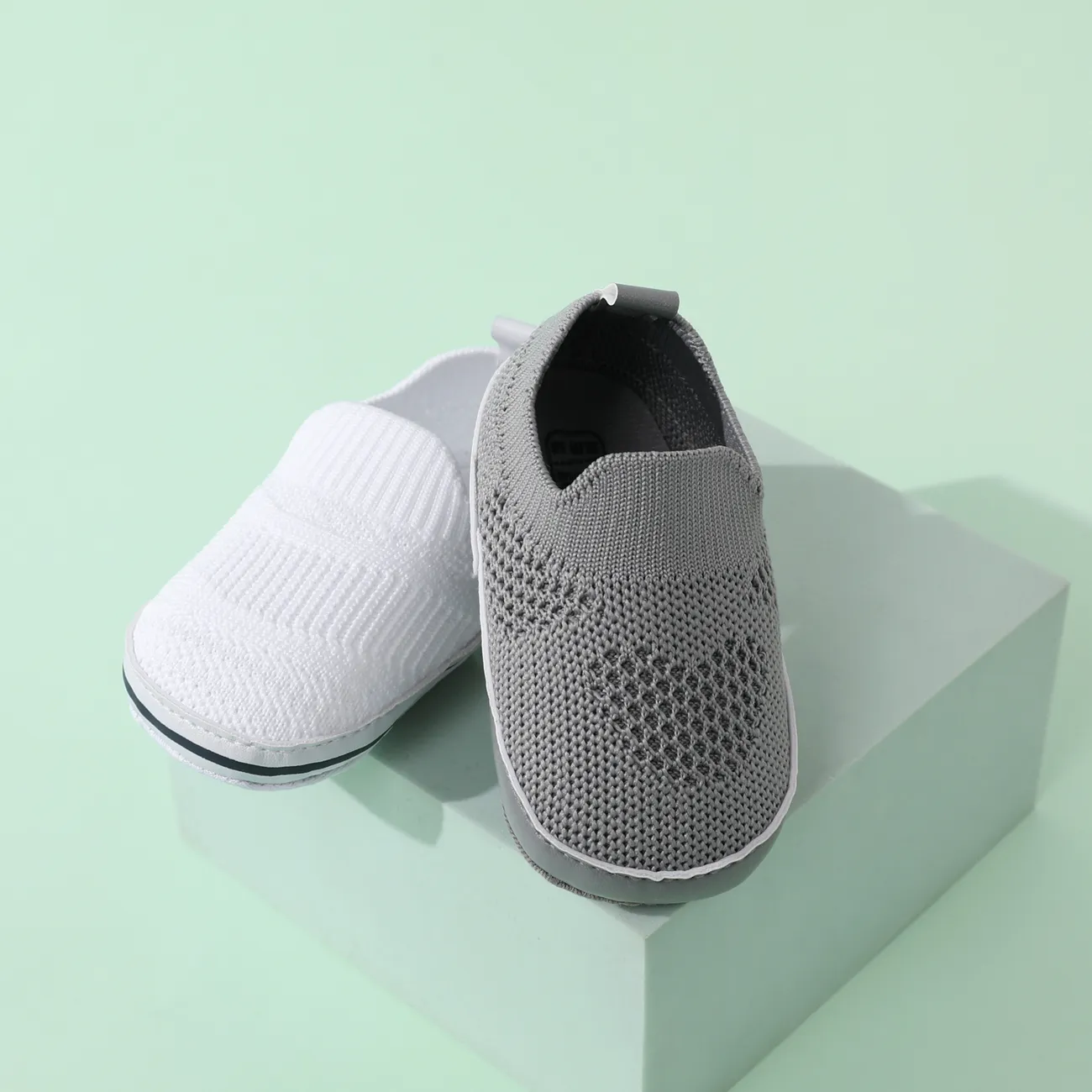 Baby / Toddler Stripe Heart Graphic Breathable Slip-on Prewalker Shoes White big image 1