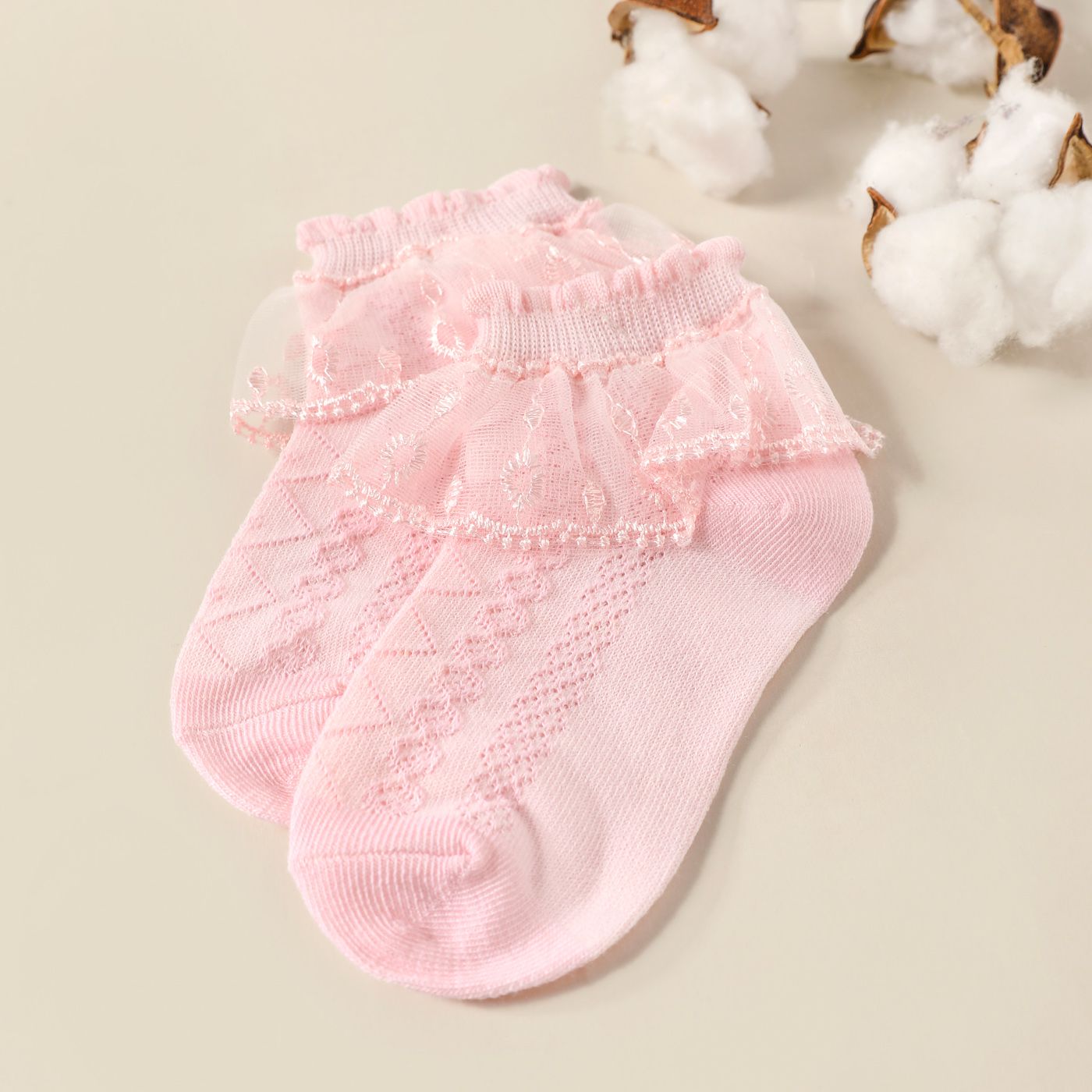 Baby / Toddler / Kid Lace Trim Pure Color Breathable Socks Dance Socks product