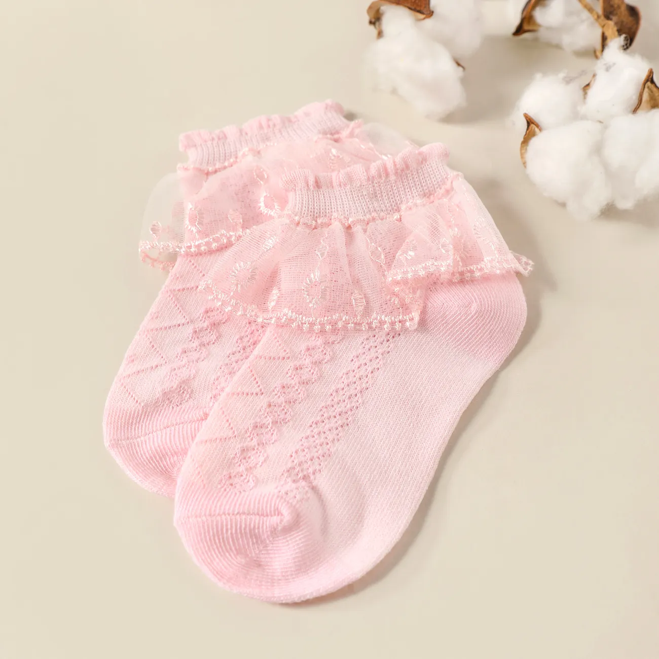 Chaussettes respirantes de couleur pure pour bébé/enfant en bas âge/enfant chaussettes de danse Rose big image 1