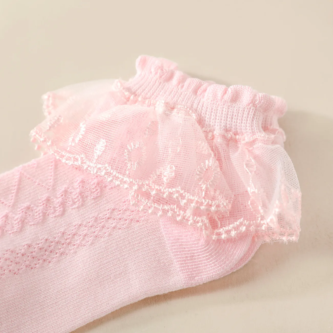 Baby / Toddler / Kid Lace Trim Pure Color Breathable Socks Dance Socks Pink big image 1