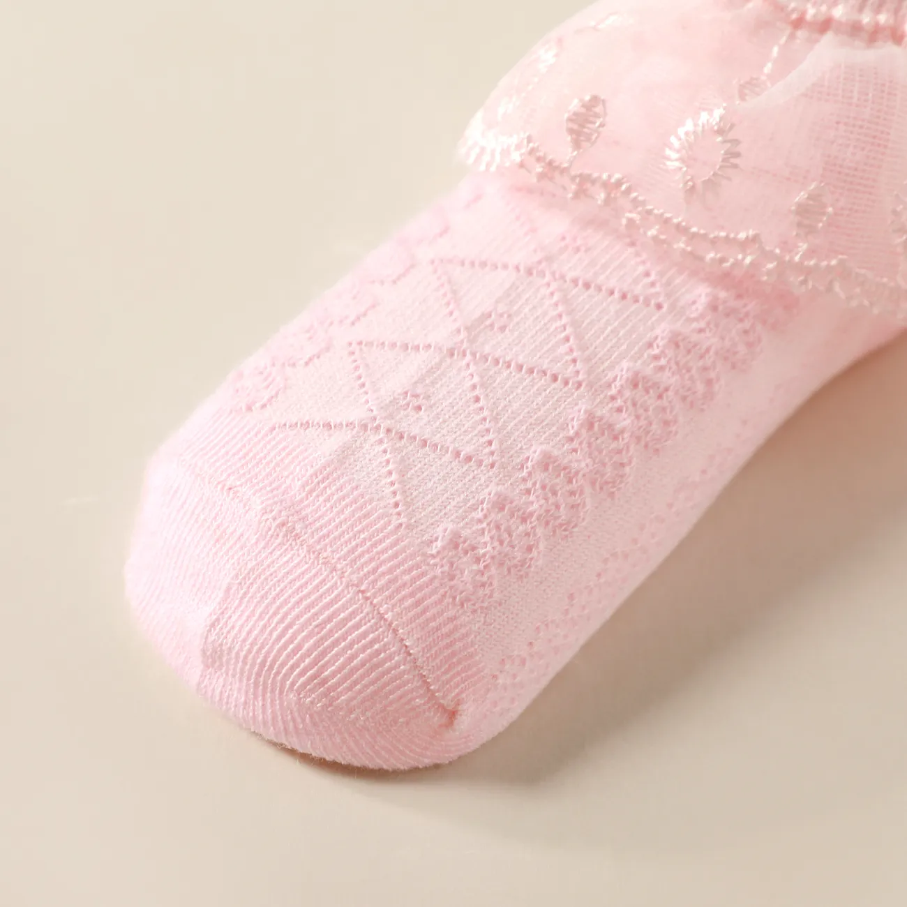 Meias de renda para bebê / criança / criança com acabamento em cor pura e respirável meias de dança Rosa big image 1