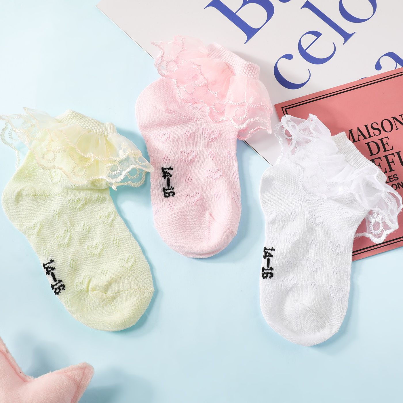 嬰兒/幼兒/兒童蕾絲裝飾純色襪子女孩