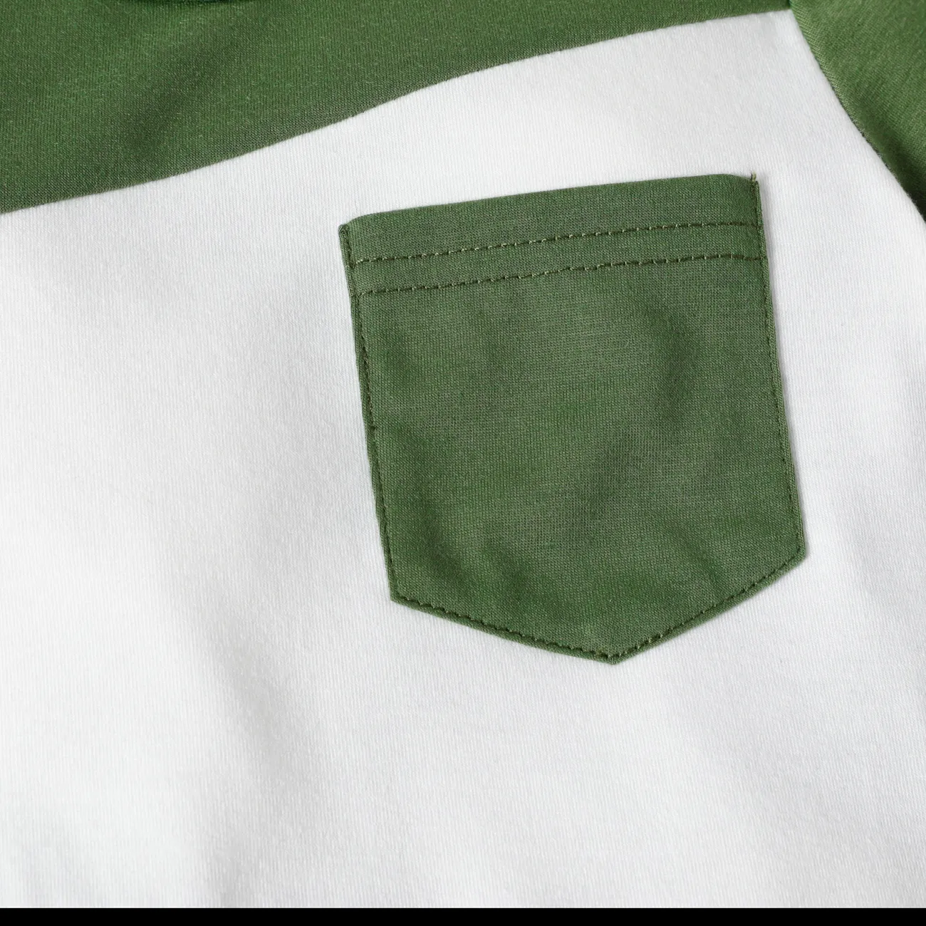 2-piece Toddler Boy Colorblock Pocket Design Tee and Elasticized Shorts Set Dark Green big image 1