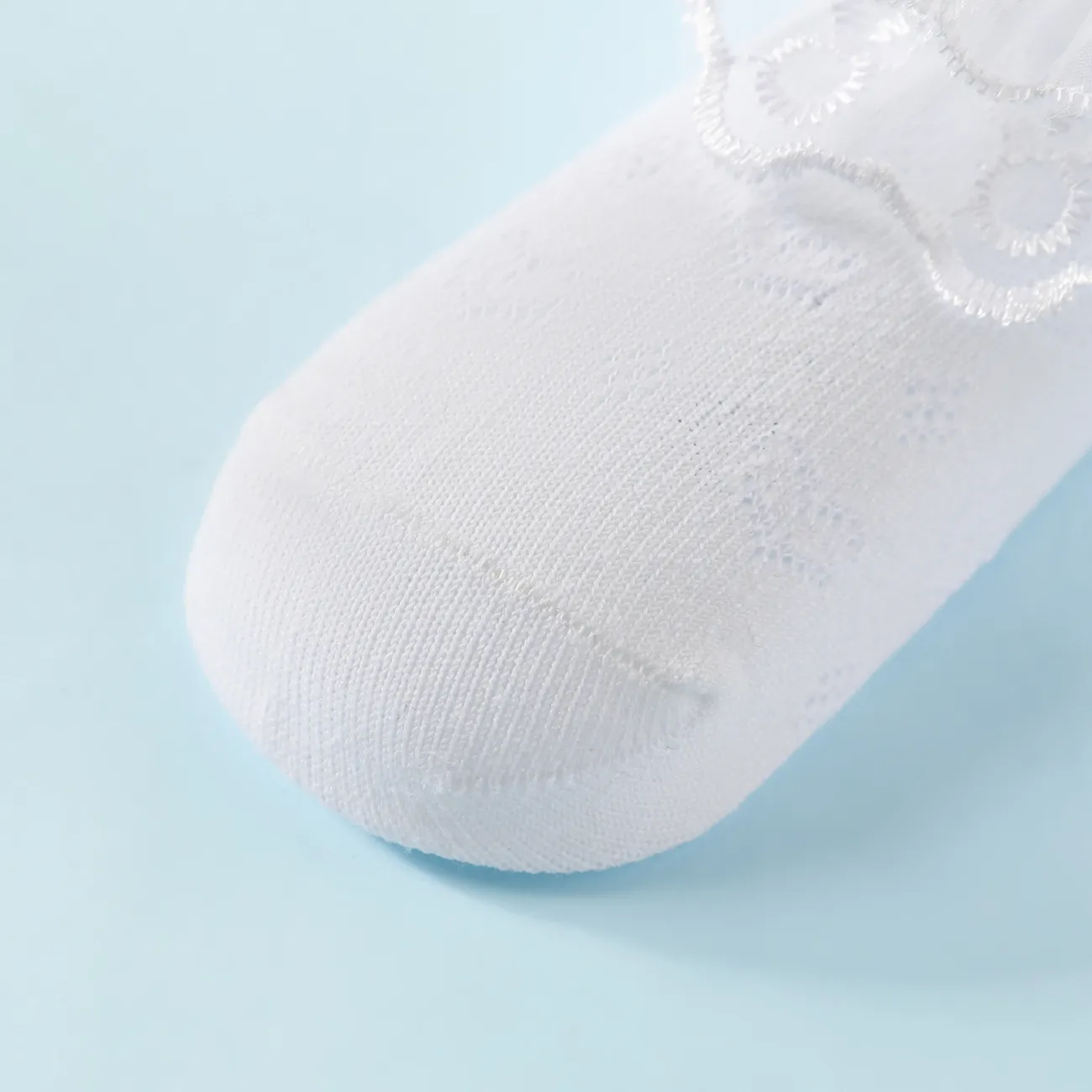 calcetines de color puro con ribete de encaje para bebés / niños pequeños / niños para niñas Blanco big image 1