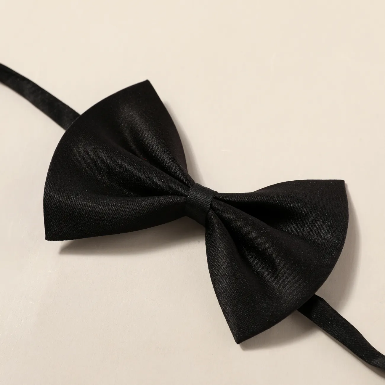 suspensório elástico ajustável de cor pura e conjunto de gravata borboleta para meninos e meninas Preto big image 1