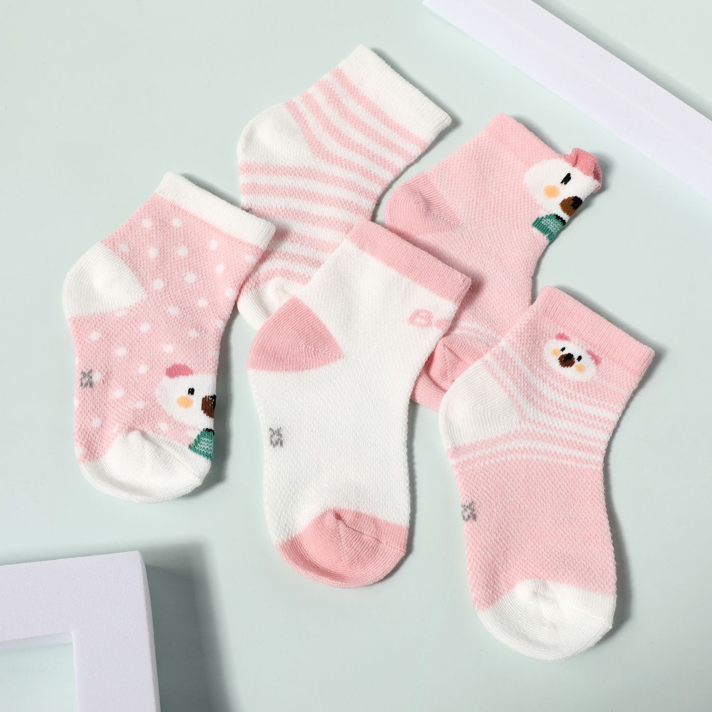 

5-pack Baby / Toddler Stripe Dots Cartoon Animal Pattern Socks