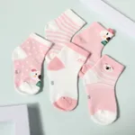 5-pack Baby / Toddler Stripe Dots Cartoon Animal Pattern Socks Pink
