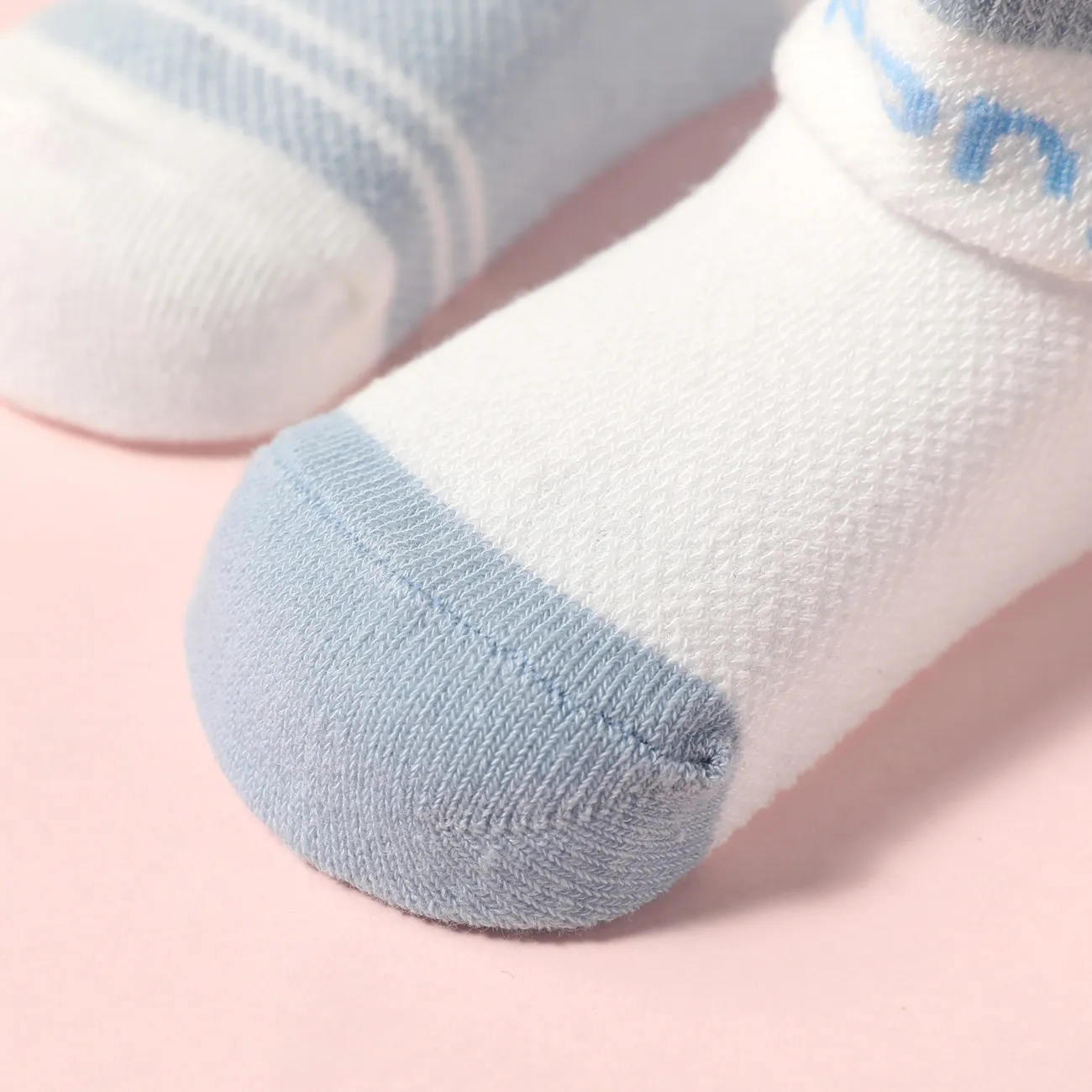 Lot de 5 chaussettes à rayures pour bébé/enfant en bas âge à motif animalier Bleu big image 1