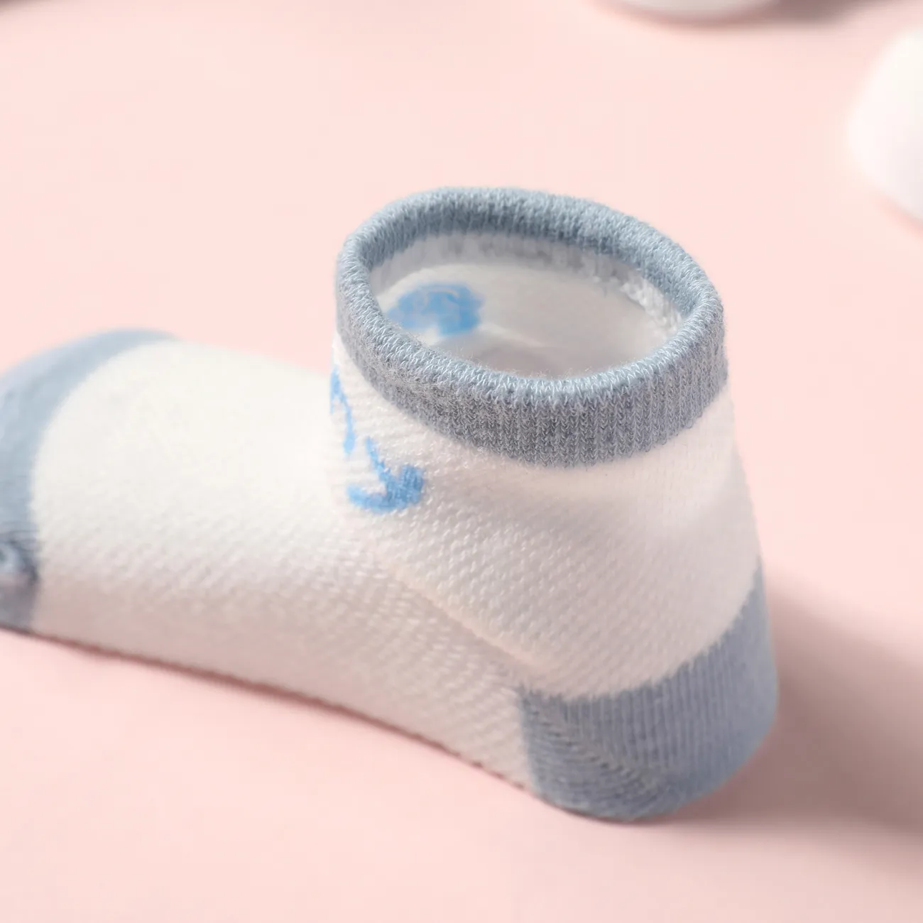 Confezione da 5 paia di calzini con motivo animale a pois a righe per neonati/bambini Blu big image 1