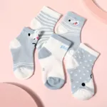 5-pack Baby / Toddler Stripe Dots Cartoon Animal Pattern Socks Blue