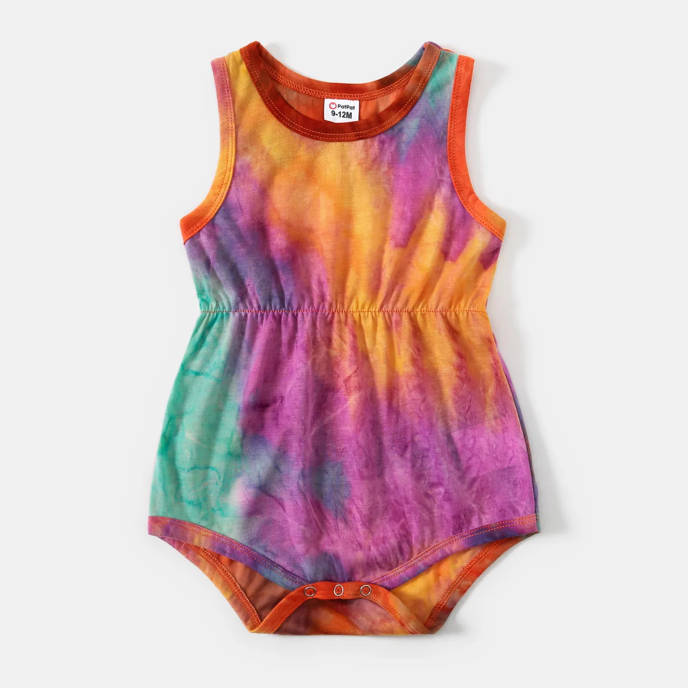 Colorful Tie Dye Bodycon Sleeveless Tank T-shirt Dress for Mom and Me Colorful big image 1