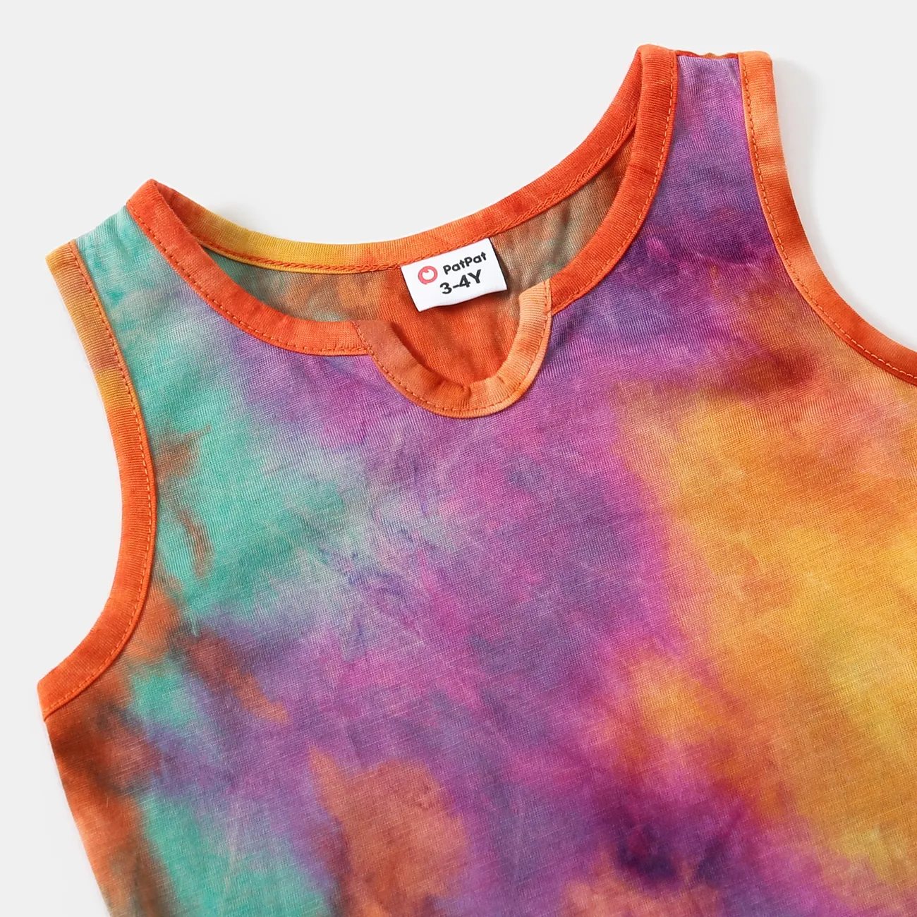Colorful Tie Dye Bodycon Sleeveless Tank T-shirt Dress for Mom and Me Colorful big image 1