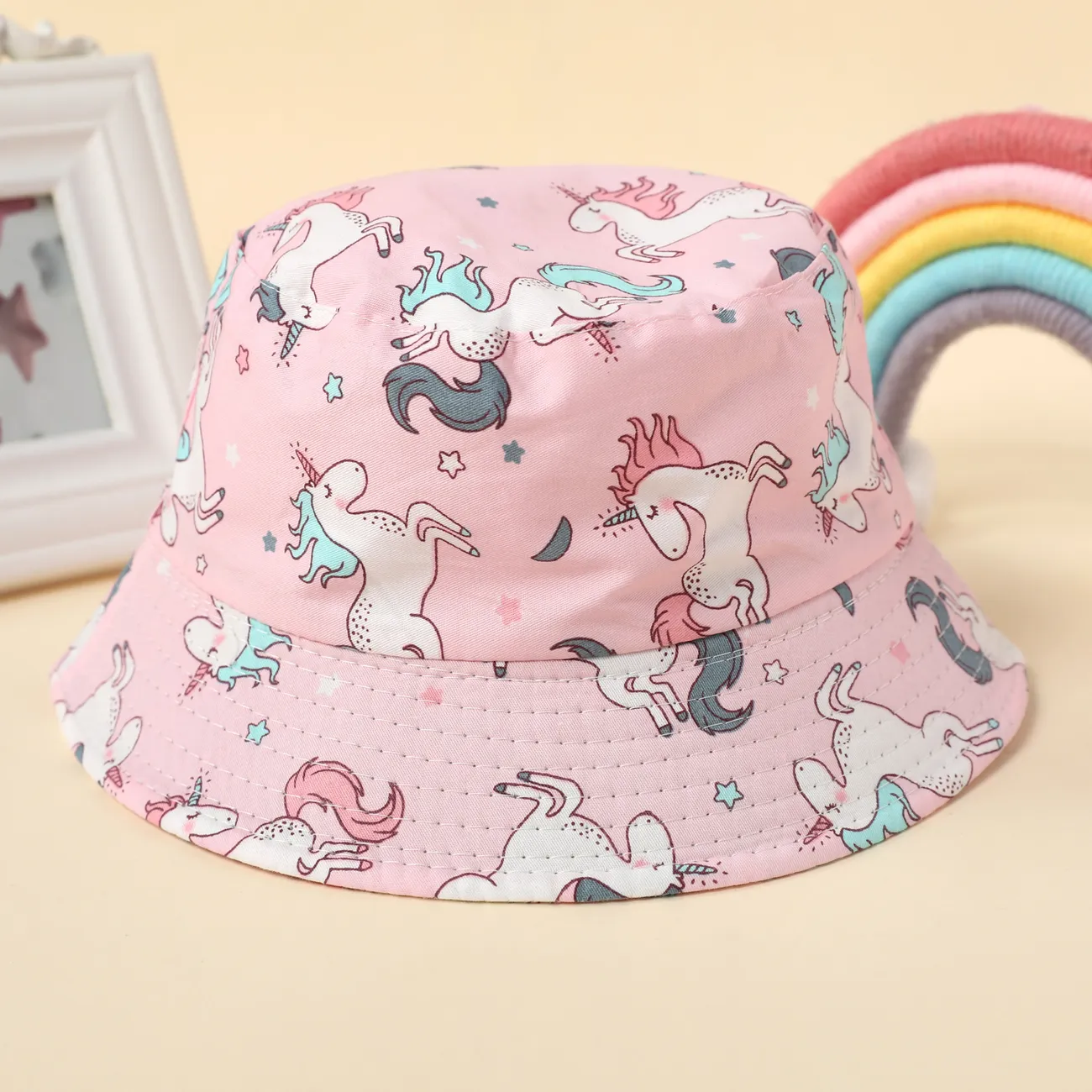 Bébé / Toddler Allover Print Unicorn Pattern Bucket Hat Rose big image 1