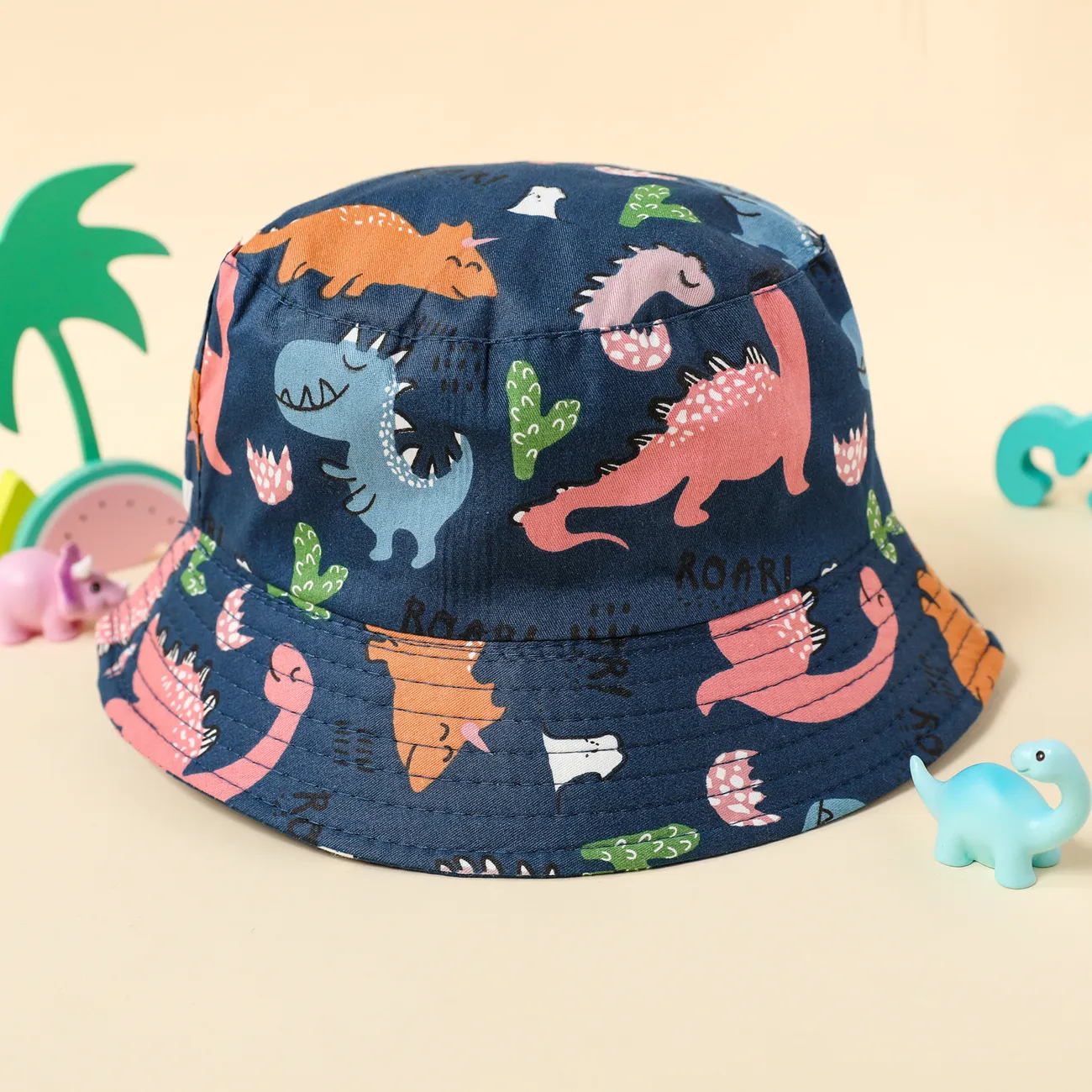 Bébé / Toddler Allover Dinosaur Print Bucket Hat Bleu Foncé big image 1