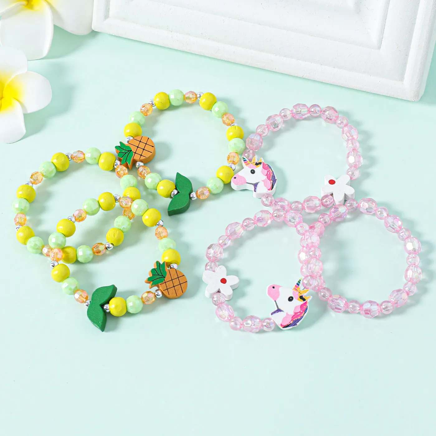 3-pack Pineapple Unicorn Decor Beaded Bracelet for Girls