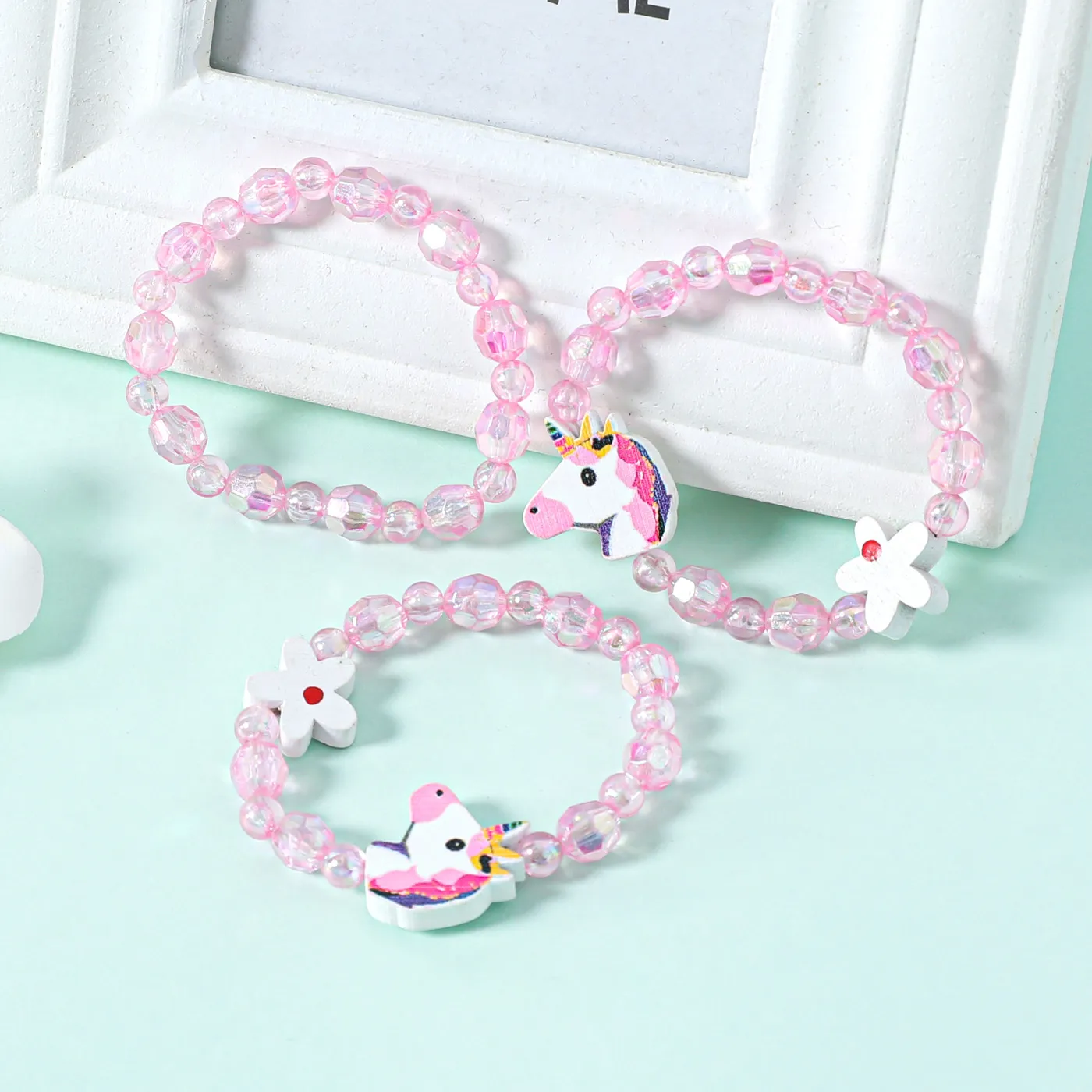 3-pack Pineapple Unicorn Decor Beaded Bracelet for Girls  image 2
